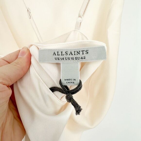NEW Allsaints Coralie Midi Slip Dress Satin Open Back Backless White Women's 10 - Picture 6 of 14